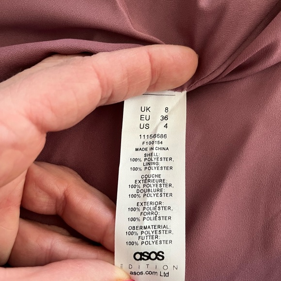 ⭐️ASOS Edition Satin Bardot Drape Wrap Maxi Dress in orchid. Size 4. - Picture 7 of 12